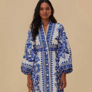 Farm Rio Flora Tapestry Off White Maxi Dress